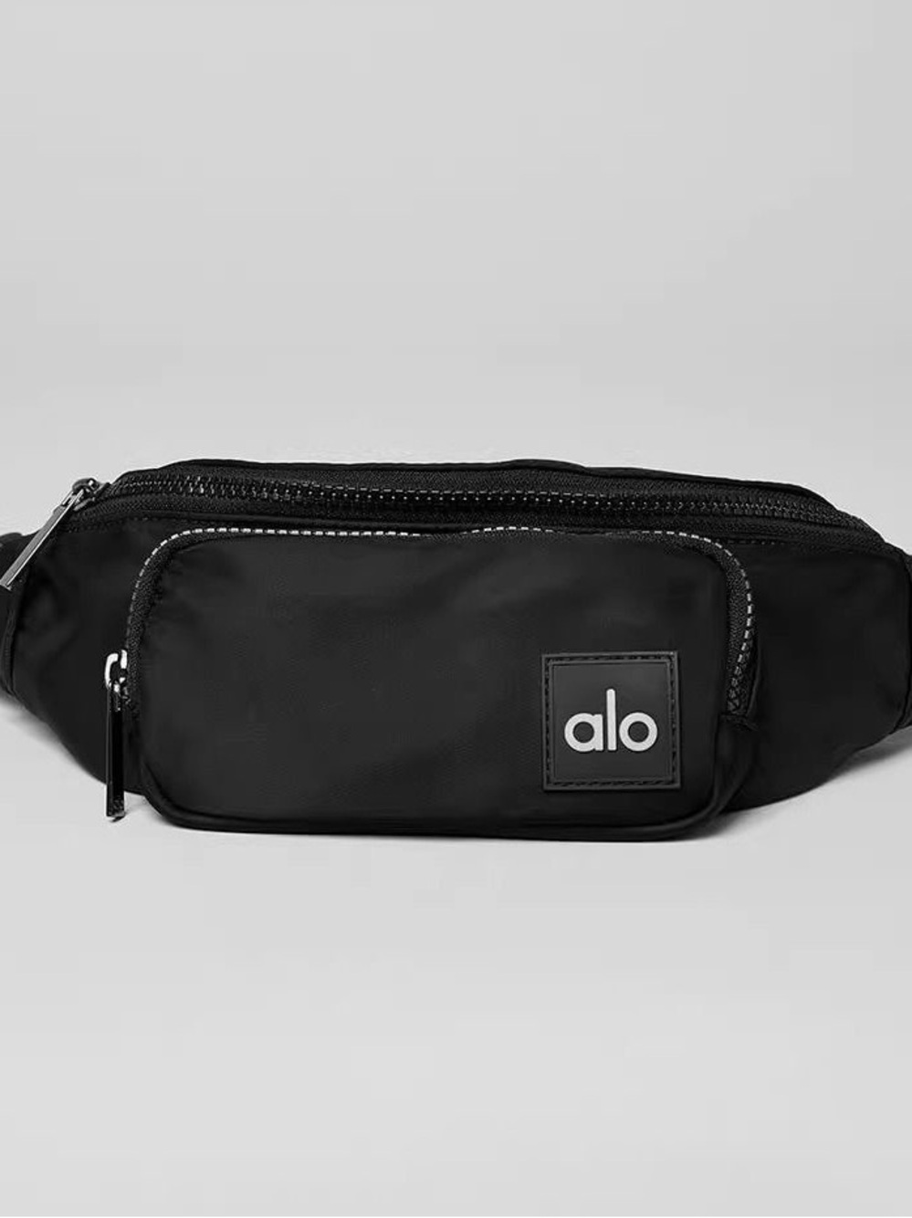 ALO Yoga Black Belt Bag with Front Zip Pocket